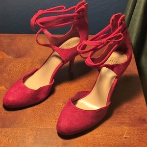 Elegant Red Suede Heels